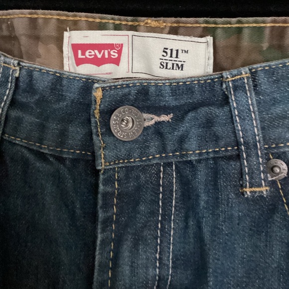 ♦️Boys Levi’s 511 Slim jeans Sz 10 camo trim EUC flap pockets camouflage - Picture 4 of 6